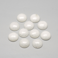 Blanco Cabujones de jade blanco natural, teñido, media vuelta / cúpula, blanco, 10x4~5 mm