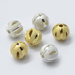 Mixed Color 925 Sterling Silver Spacer Beads, Hollow Round, Textured Beads, Mixed Color, 8mm, Hole: 1mm