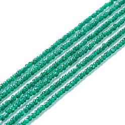 Green Transparent Glass Beads Strands, Faceted, Round, Green, 2mm, Hole: 0.6mm, about 182~201pcs/strand, 14.57~15.24 inch((37~38.7cm)
