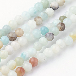 Flower Amazonite Natural Flower Amazonite Bead Strands, Round, 4~4.5mm, Hole: 1mm, about 85~90pcs/strand, 14.9 inch(38cm)