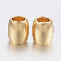 Oro 304 bolas de acero inoxidable, barril, dorado, 11x10 mm, agujero: 6 mm