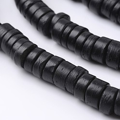 Black Dyed Natural Coconut Disc Bead Strands, Black, 9x2~6mm, Hole: 3mm, about 108pcs/strand, 15.7 inch
