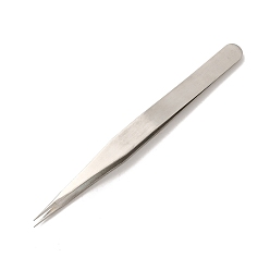 Stainless Steel Color Stainless Steel Beading Tweezers, Stainless Steel Color, 136x10mm