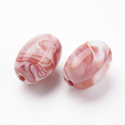 Rosy Brown Acrylic Beads, Imitation Gemstone Style, Oval, Rosy Brown, 13~13.5x9.5~10mm, Hole: 2mm, about 630pcs/500g