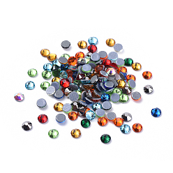 Color mezclado Hotfix rhinestone, cabujones traseros planos de diamantes de imitación de cristal, semicírculo, color mezclado, ss 10, 2.7~2.8x1 mm, sobre 1440 unidades / bolsa