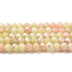 Champagne Yellow Faceted Electroplated Glass Beads Strands, AB Color Plated, Rondelle, Champagne Yellow, 4x3mm, Hole: 0.9mm, about 112pcs/strand, 16.14''(41cm)