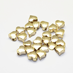 Chapado en Oro Real 18K Cuentas de latón chapado de larga duración, real 18 k chapado en oro, sin plomo y el níquel, corazón, 5.5x6x3.5 mm, agujero: 1.5 mm