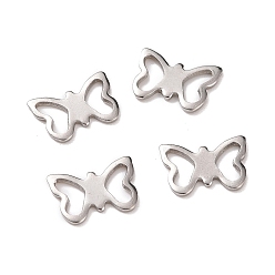 Stainless Steel Color Filigree 304 Stainless Steel Butterfly Charms, Stainless Steel Color, 7x10x1mm, Hole: 3x5mm