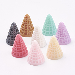 Mixed Color Opaque Resin Beads, Ice-Cream Cone, No Hole, Imitation Food/Undrilled, Mixed Color, 18x14mm