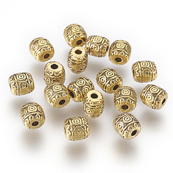 Античное Золото Сплавочные овальные бусины тибетского стиля , без кадмия, без никеля и без свинца, баррель, античное золото , 6x6 мм, отверстие : 1.6 мм
