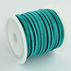 Teal Faux Suede Cord, Faux Suede Lace, Teal, 3x1.5mm, about 5.46 yards(5m)/roll, 25rolls/bag