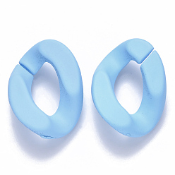 Light Sky Blue Opaque Spray Painted Acrylic Linking Rings, Quick Link Connectors, for Curb Chains Making, Twist, Light Sky Blue, 30x21x6mm, Inner Diameter: 16x8mm