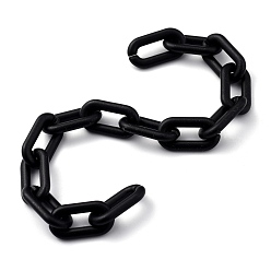Negro Cadenas portacables de plástico ccb pintadas con spray hechas a mano, cadenas de eslabones ovales, para la fabricación de cadenas de bolsos, negro, link: 20.5x10.5x3 mm, 39.37 pulgada (1 m) / hebra