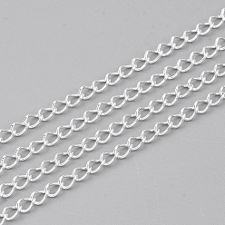 Silver 304 Stainless Steel Curb Chains, Twisted Chains, Soldered, with Spool, Silver Color Plated, 4x2.5x0.5mm, about 164.04 Feet(50m)/roll