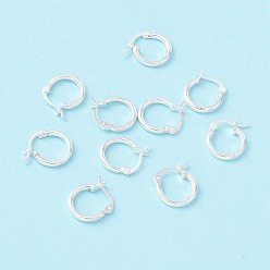 Silver 925 Sterling Silver Hoop Earrings, Chunky Small Huggie Hoop Earrings for Women, Silver, 14x13x2mm, Pin: 0.5x1mm