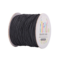 Black Elastic Cord, with Nylon Outside and Rubber Inside, Round, Black, 1mm, 109.36yards/roll(100m/roll)