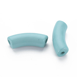 Turquoise Opaque Acrylic Beads, Curved Tube, Turquoise, 36x13.5x11.5mm, Hole: 4mm, about 148pcs/500g