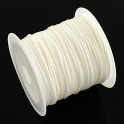 White Korean Waxed Polyester Cords, White, 1mm, about 10.93 yards(10m)/roll, 25rolls/bag