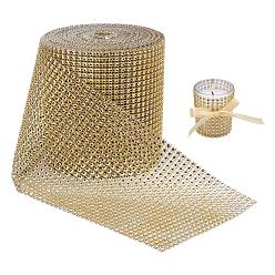 Gold BENECREAT Plastic Mesh Rhinestone Trimming, Rhinestone Cup Chains, Gold, 120mm