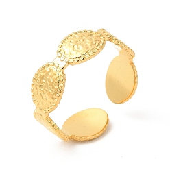 Chapado en Oro Real 18K Chapado en iones (ip) 304 anillo de puño abierto ovalado de acero inoxidable para mujer, real 18 k chapado en oro, tamaño de EE. UU. 7 1/4 (17.6 mm)