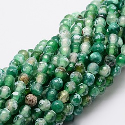 Sea Green Faceted Natural Agate Round Beads Strands, Dyed, Sea Green, 6mm, Hole: 1mm, about 64pcs/strand, 14.7 inch