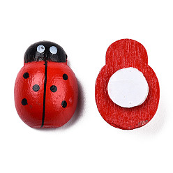Красный Крашеные жук древесины кабошоны с этикеткой пластификатор на спине, красные, 19x13~14x7~8 мм