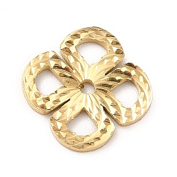 Real 14K Gold Plated 304 Stainless Steel Spacer Beads, Textured, Flower, Real 14K Gold Plated, 12x12x1mm, Hole: 1.2mm