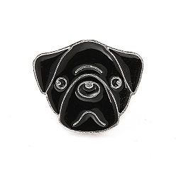 Chien Broche en émail chien avec embrayages papillon en laiton, insigne en alliage pour vêtements de sac à dos, motif de carlin, 20.5x24.5x10mm, pin: 1.1 mm