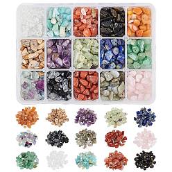 Mixed Stone Natural Gemstone Chips Beads, for Jewelry Making, 5~10mm, Hole: 0.3~1mm, 15 stones