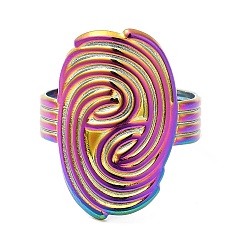 Rainbow Color Revestimiento de iones (ip) 304 anillo de puño abierto de vórtice de acero inoxidable para mujer, color del arco iris, diámetro interior: 18 mm