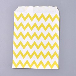 Yellow Kraft Paper Bags, No Handles, Food Storage Bags, White, Wave Pattern, Yellow, 18x13cm
