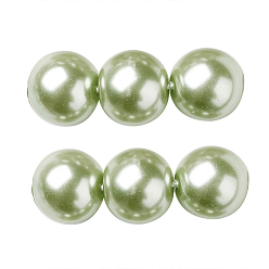 Pale Green Eco-Friendly Dyed Glass Pearl Beads Strands, Grade A, Round, Cotton Cord Threaded, Pale Green, 6mm, Hole: 1.2~1.5mm, about 70pcs/strand, 15.7 inch