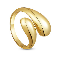 Chapado en Oro Real 18K Anillos de plata de ley shegrace 925, anillos abiertos, real 18 k chapado en oro, tamaño de 8, 18 mm