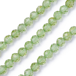 Peridot Natural Peridot Beads Strands, Faceted, Round, 3~3.5mm, Hole: 0.5mm, about 115~130pcs/strand, 14.5~16.1 inch(37~41cm)
