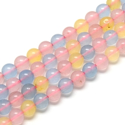 Chalcedony Natural Chalcedony Bead Strands, Imitation Morganite Color, Dyed, Round, 6mm, Hole: 1mm, about 62pcs/strand, 15.7 inch