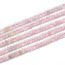 Morganite Natural Morganite Beads Strands, Gradient Color, Faceted, Flat Round, 3x2mm, Hole: 0.6mm, about 96pcs/strand, 15.35 inch(39cm)