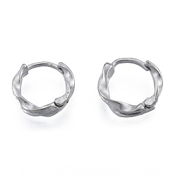 Stainless Steel Color 316 Surgical Stainless Steel Twist Hoop Earrings for Men Women, Stainless Steel Color, 12.5x14x4mm, Pin: 1mm