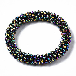Colorful Faceted Electroplate Glass Beads Stretch Bracelets, Torsade Bracelets, Rondelle, Colorful, Inner Diameter: 2 inch(5cm)