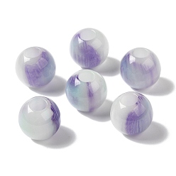 Dark Violet Resin Glitter Beads, Large Hole Beads, Round, Dark Violet, 15.5~16x14.5mm, Hole: 6mm