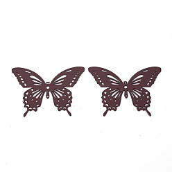 Brun Rosé  Liens de menuisier en filigrane 430 en acier inoxydable peint par pulvérisation, embellissements en métal gravé, papillon, brun rosé, 35x44x0.4mm, Trou: 1~1.6mm
