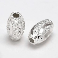 Silver Fancy Cut Textured 925 Sterling Silver Oval Beads, Silver, 7x4mm, Hole: 1.5mm, about 100pcs/20g