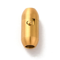 Matte Gold Color Ion Plating(IP) 304 Stainless Steel Locking Tube Magnetic Clasps, Oval, Matte Gold Color, 17.5x8.5x8mm, Hole: 4mm