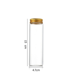Золотой Колонна стеклянная винтовая верхняя трубка для хранения шариков, прозрачные стеклянные бутылки с алюминиевыми губками, золотые, 4.7x15 см, емкость: 200 мл (6.76 жидких унций)