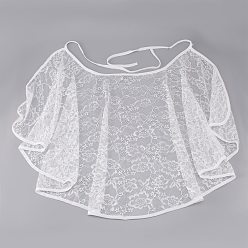 Blanc Châles amovibles en dentelle de mariée en polyester, boléro haussement d'épaules châle, cape de dentelle florale de mariage, blanc, 490x1140x1.5mm