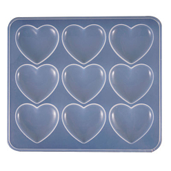 White Silicone Molds, Resin Casting Molds, For UV Resin, Epoxy Resin Jewelry Making, Heart, White, 17.5x16x0.5cm, Inner Size: 4.2x5.2cm