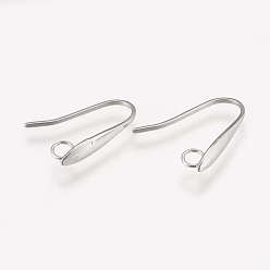 Stainless Steel Color 304 Stainless Steel Earring Hooks, Ear Wire, with Horizontal Loop, Stainless Steel Color, 17.5x13x15mm, Hole: 2.5mm, 20 Gauge, Pin: 0.8mm