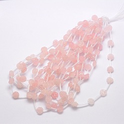 Rose Quartz Natural Rose Quartz Beads, Rose, 12x10~11mm, Hole: 1mm