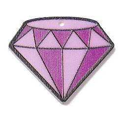 Diamond Opaque Acrylic Pendants, Diamond, 23x26.5x2mm, Hole: 1.2mm