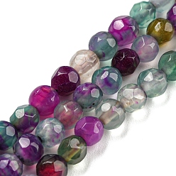 Magenta Natural Agate Beads Strands, Faceted Round, Dyed & Heated, Magenta, 4mm, Hole: 0.8mm, about 91pcs/strand, 14.57 inch(37cm)