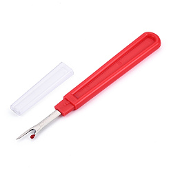 Red Plastic Handle Iron Seam Rippers, Platinum Metal Color, Red, 141x17x7mm